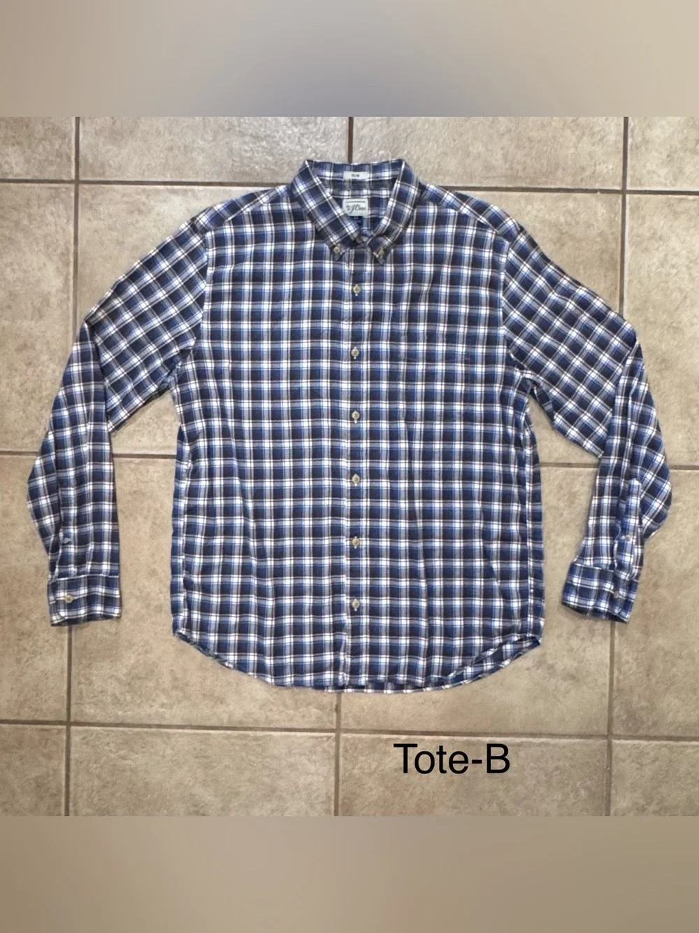 J. Crew Blue and White Plaid Button-Down Shirt - Men's Casual